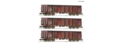 Roco 6680017 - TT - 3-tlg. Set Offene Güterwagen, DR, Ep. IV